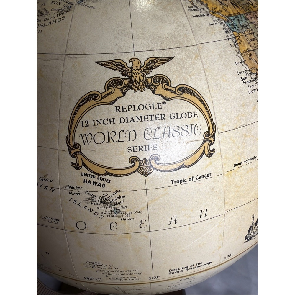 Replogle Globes World Classic Series 12" Rotating Tabletop Globe Antique Beige - Picture 8 of 14